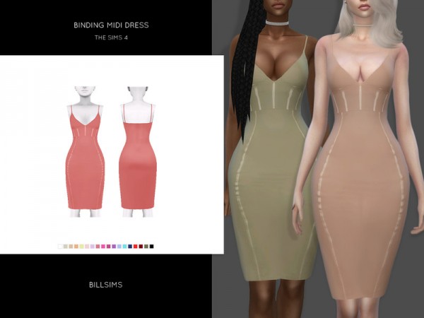  The Sims Resource: Binding Midi Dress by Bill Sims