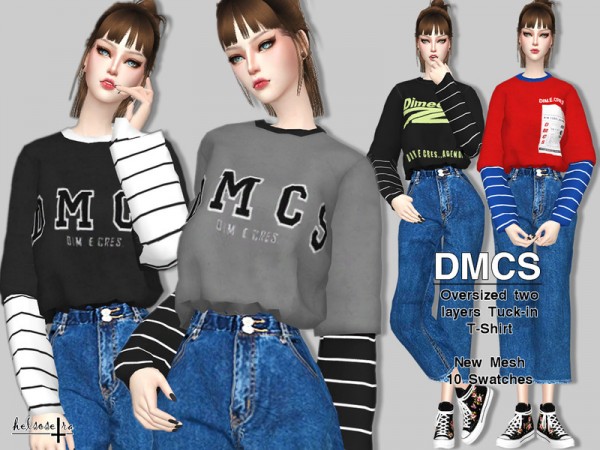  The Sims Resource: DMCS   2 Layers Oversized Tee by Helsoseira