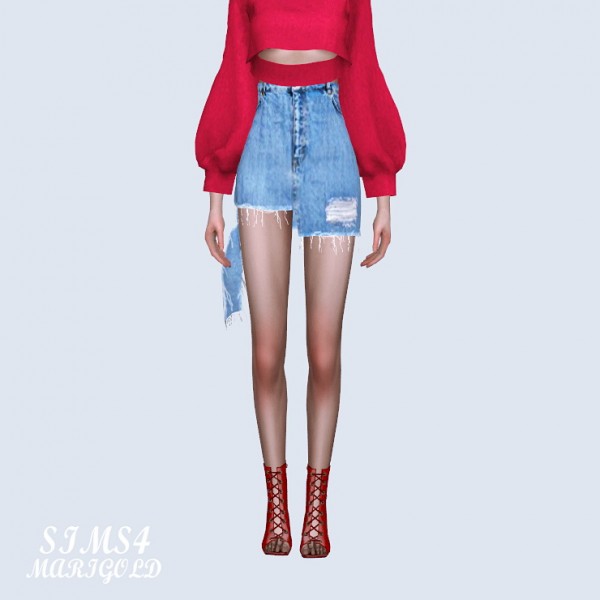  SIMS4 Marigold: Cutting Denim Skirt