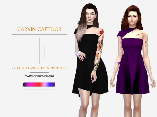  The Sims Resource: Homecoming Dress Open Back by carvin captoor