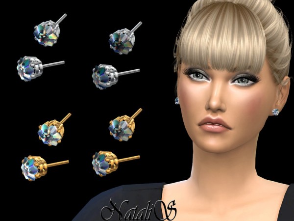  The Sims Resource: 6 Prong stud earrings with crystals by NataliS