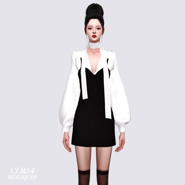  SIMS4 Marigold: Scarf Bustier Dress