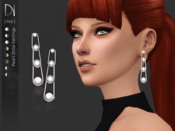  The Sims Resource: Pearl Drop Earrings by DarkNighTt