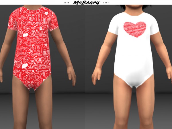  The Sims Resource: Toddlers Valentines Onesies by MsBeary