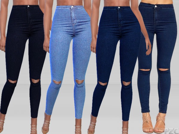  The Sims Resource: Olivia Ripped Knee High Waist Skinny Leg Jeans by Pinkzombiecupcakes