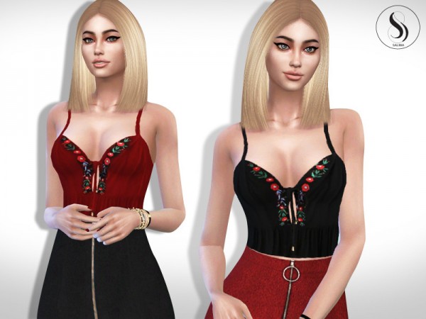  The Sims Resource: Floral Embroidery Tops by Saliwa