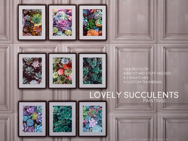  The Sims Resource: Lovely Succulents paintings by sugar owl