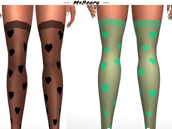  The Sims Resource: Sheer Heart Stockings by MsBeary