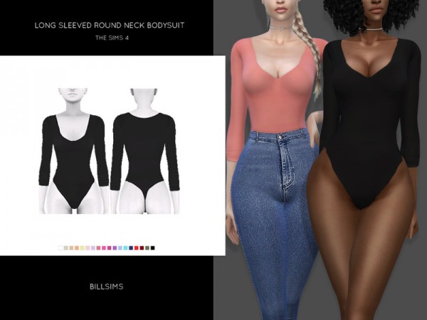  The Sims Resource: Long Sleeved Round Neck Bodysuit by Bill Sims