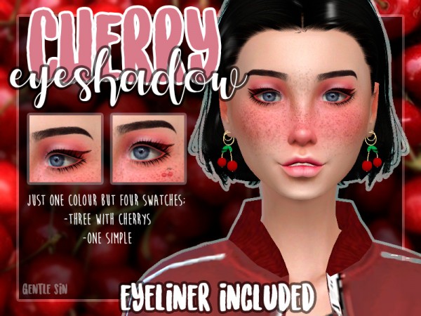  The Sims Resource: Cherry Eyeshadow with eyeliner by GentleSin