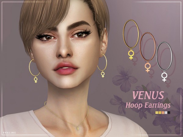  The Sims Resource: Venus Hoop Earrings by Pralinesims