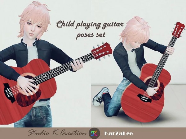  Studio K Creation: Child playing guitar poses