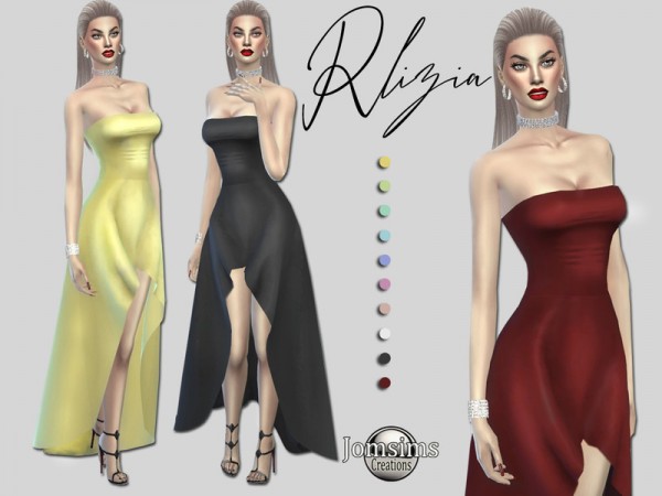  The Sims Resource: Rlizia strapless evening dress by jomsims
