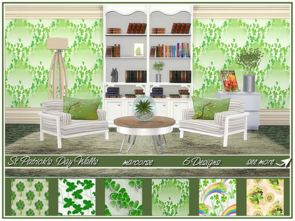  The Sims Resource: St. Patricks Day Walls by marcorse