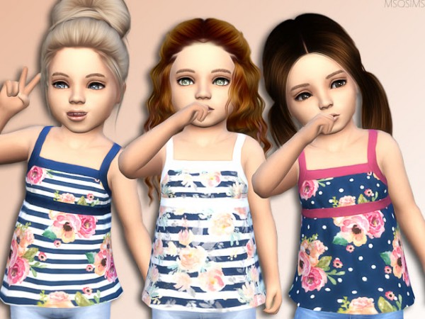Msq Sims Blue Flower Top Toddler • Sims 4 Downloads