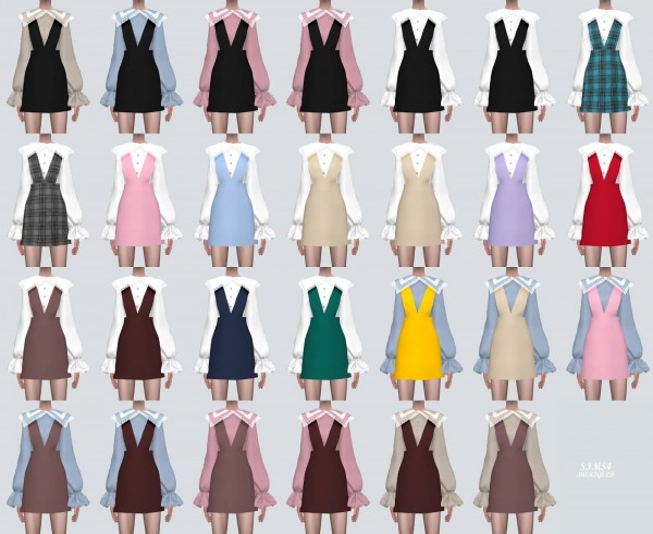 SIMS4 Marigold: Lace Blouse With Suspender Dress
