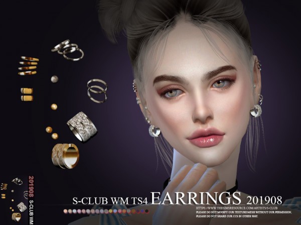  The Sims Resource: Earrings 201908 by S Club