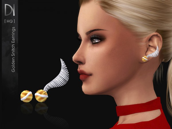  The Sims Resource: Golden Snitch Earrings by DarkNighTt
