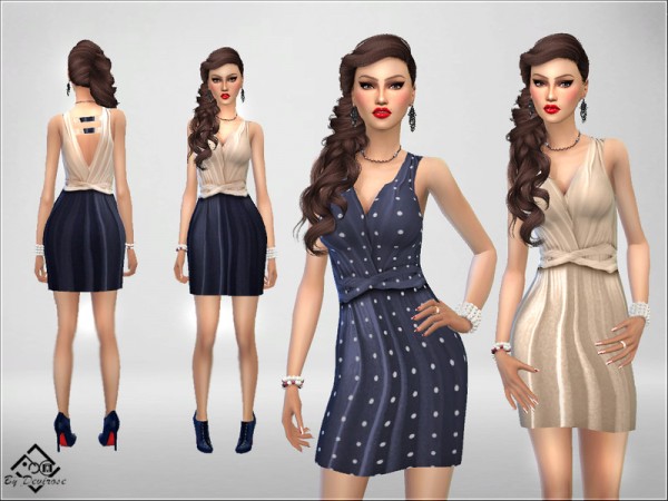  The Sims Resource: Spring Blue   Brown Dress by Devirose