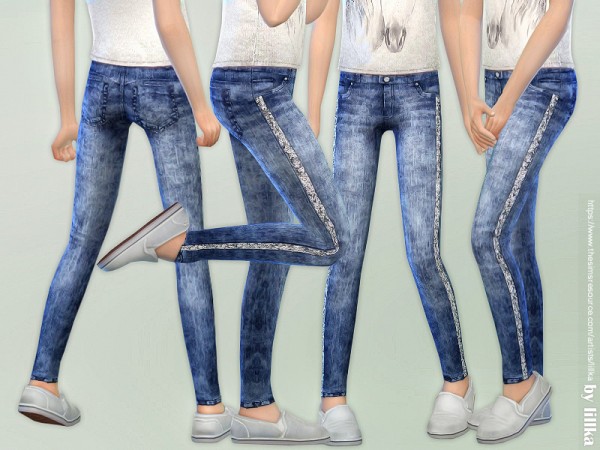  The Sims Resource: Skinny Jeans with Sequins by lillka