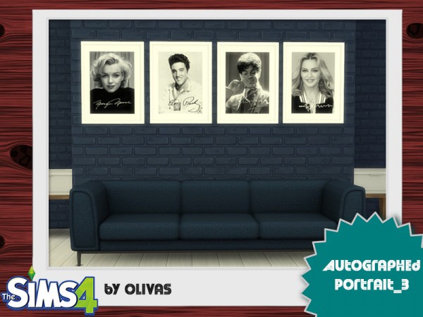  The Sims Resource: Set Autographed Portrait by Olivas
