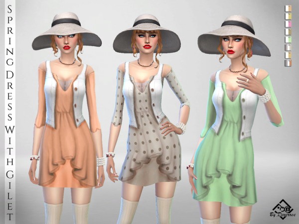  The Sims Resource: Spring Dress with Vest by Devirose