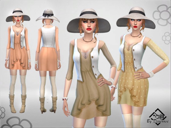  The Sims Resource: Spring Dress with Vest by Devirose