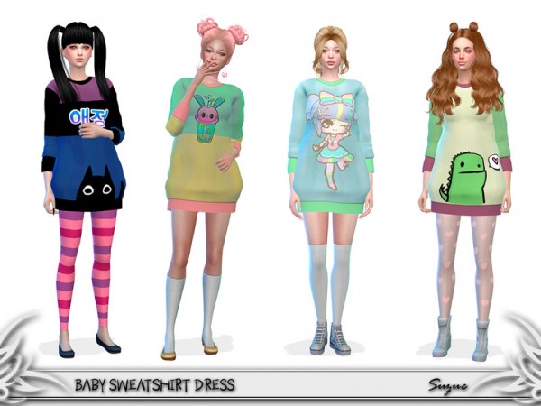  The Sims Resource: Baby Sweatshirt Dress by Suzue