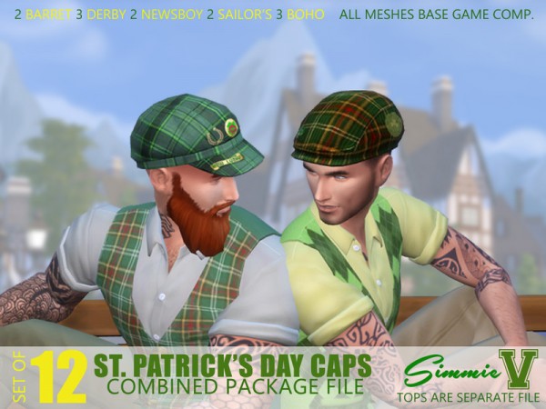  The Sims Resource: St Patricks Day Caps and Hats by SimmieV