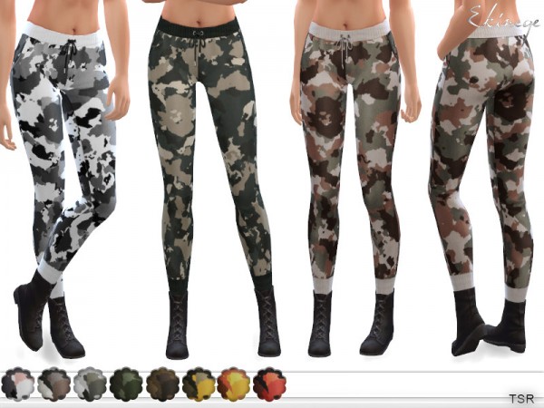  The Sims Resource: Camo Print Drawstring Joggers by ekinege