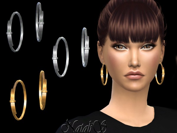  The Sims Resource: Crossover hoop earrings by NataliS