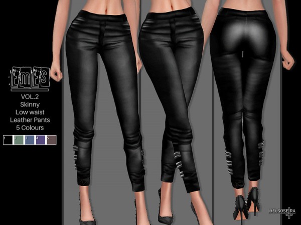  The Sims Resource: Emes  V2   Leather Pants by Helsoseira