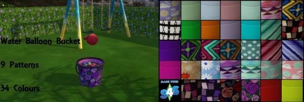  Mod The Sims: Water Balloon Bucket 9 Patterns 34 Colours by wendy35pearly