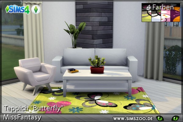  Blackys Sims 4 Zoo: Butterfly rugs by MissFantasy