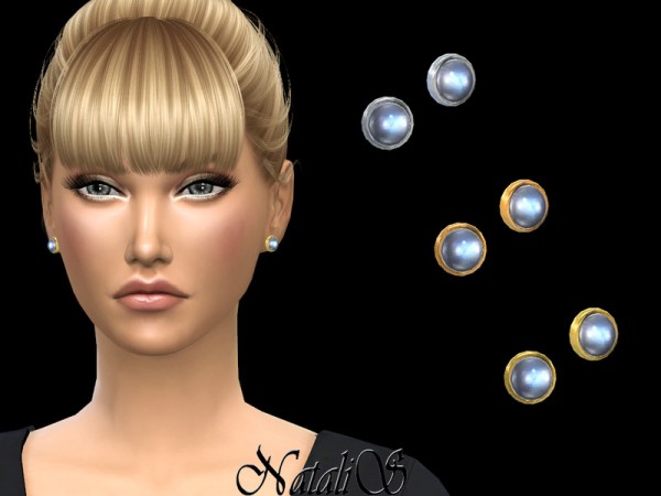  The Sims Resource: Moonstone stud earrings by NataliS