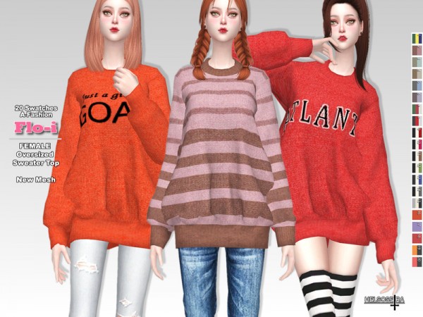  The Sims Resource: Floi Oversized Sweater Top by Helsoseira