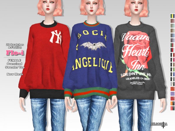  The Sims Resource: Floi Oversized Sweater Top by Helsoseira