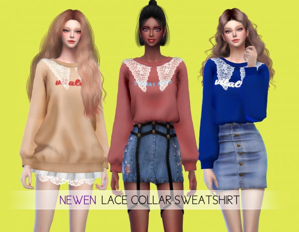 Newen: Lace Collar Sweatshirt   2 Style