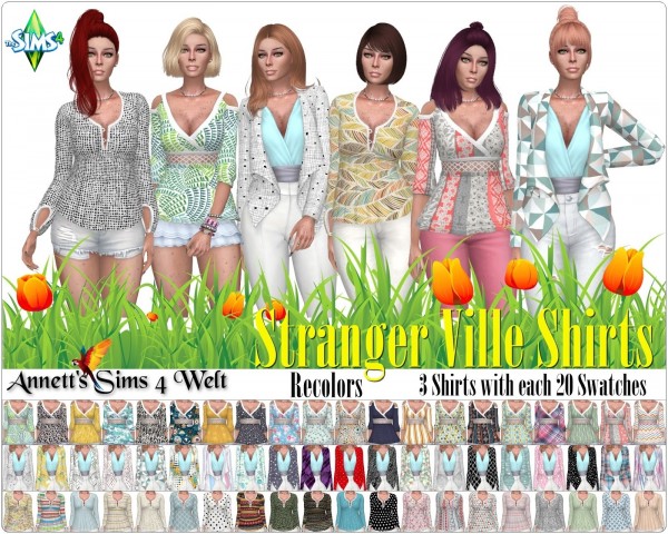  Annett`s Sims 4 Welt: Stranger Ville Shirts   Recolors