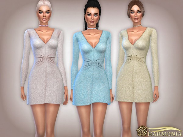  The Sims Resource: Stretch knit metallic dress by Harmonia