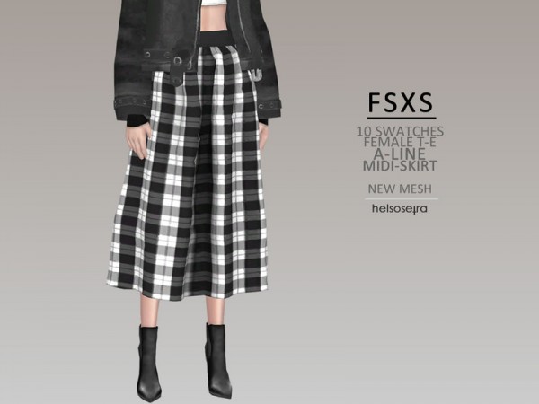  The Sims Resource: FSXS   A Line   Midi Skirt by Helsoseira
