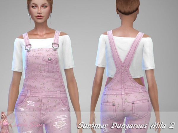  The Sims Resource: Summer Dungarees Mila 2 by Jaru Sims