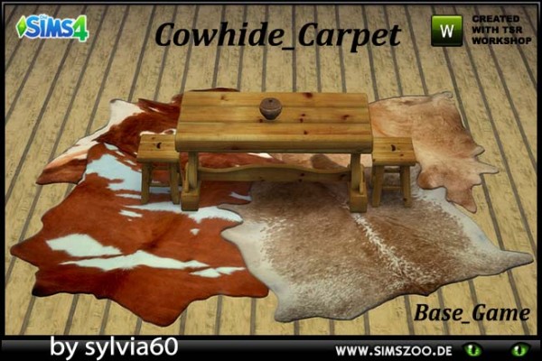  Blackys Sims 4 Zoo: Cow hide Carpet by sylvia60