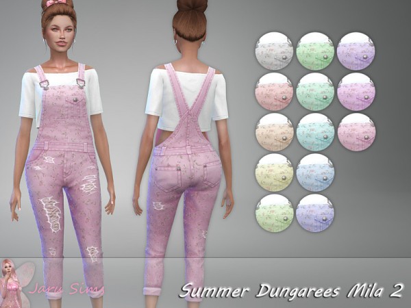  The Sims Resource: Summer Dungarees Mila 2 by Jaru Sims