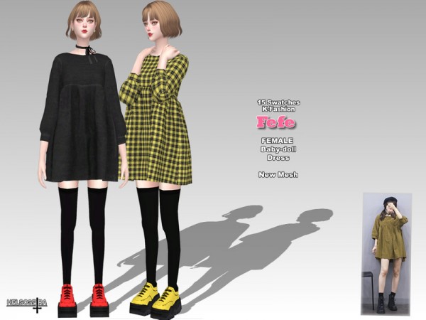  The Sims Resource: FEFE   Baby doll Dress by Helsoseira