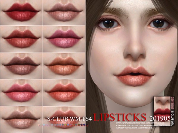  The Sims Resource: Lipstick 201905 by S Club