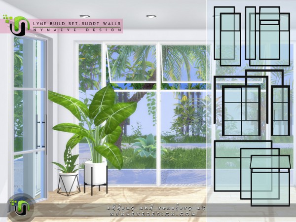  The Sims Resource: Lyne Build Set IV   Three Quarters Windows and Doors by NynaeveDesign
