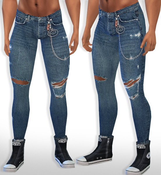  The Sims Resource: Men Cropped Jeans by Saliwa