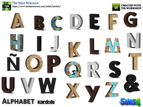  The Sims Resource: Alphabet decor by kardofe