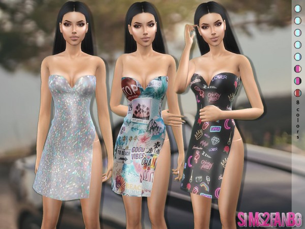  The Sims Resource: 379   Ruched Slit Dress by sims2fanbg